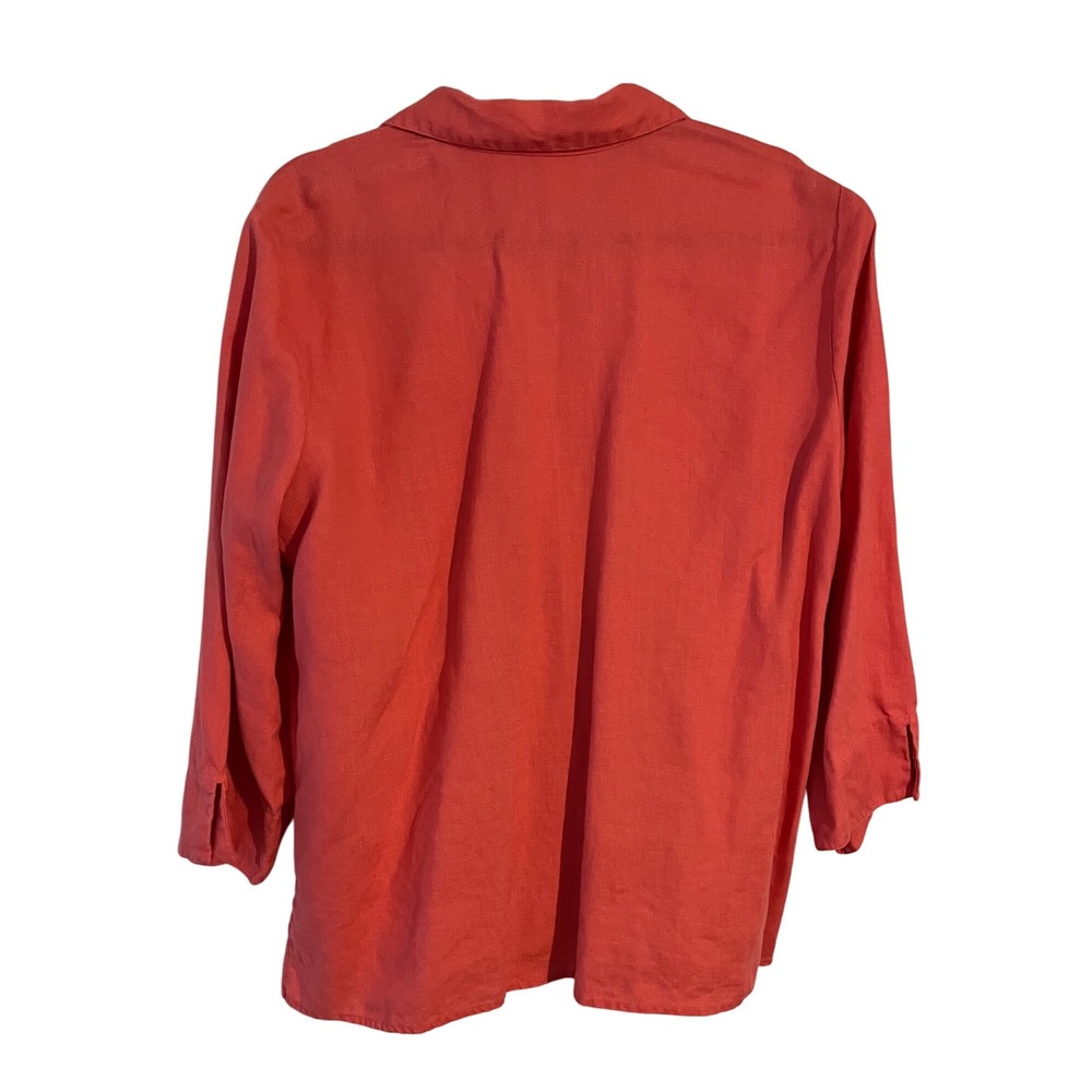Liz Claiborne 100% Linen Button Up Shirt Top 3/4 Sleeve Women's XL Top - Picture 2 of 6